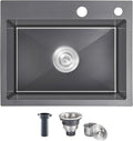 23x18 Inch Kitchen Sink, Handmade 304 Stainless Steel Sink, Topmount by OUGOO