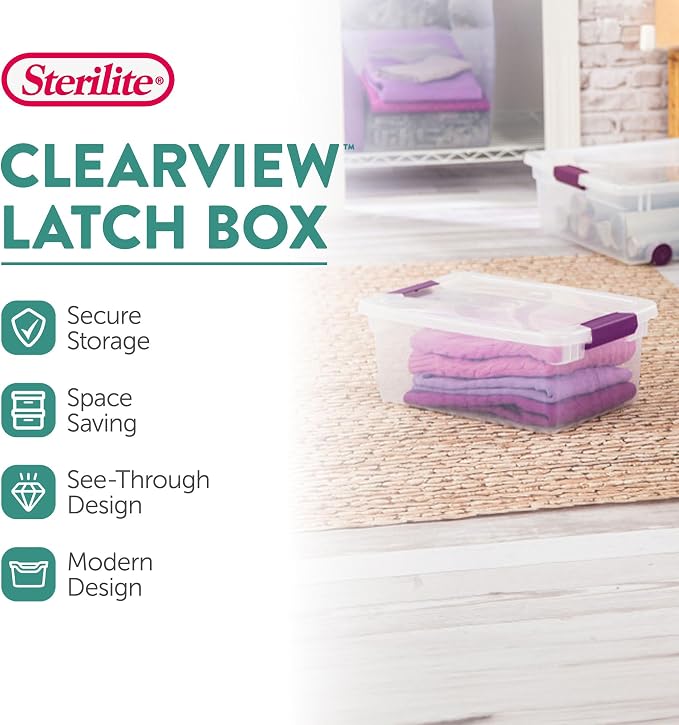 Sterilite 24-Pack ClearView Latch Box, Stackable Storage Organizer Bins - Image 2
