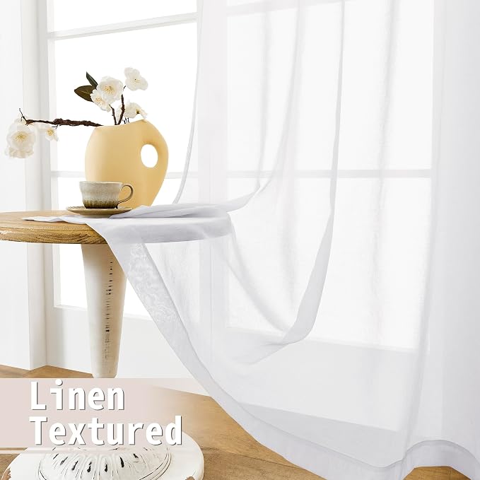 Tollpiz Sheer Door Curtain Closet Linen Textured Curtains Sheer Doorway Light - Image 4