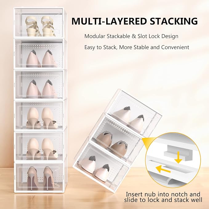 Secret Space 12 Pack Large Shoe Organizer Storage Boxes - Image 3