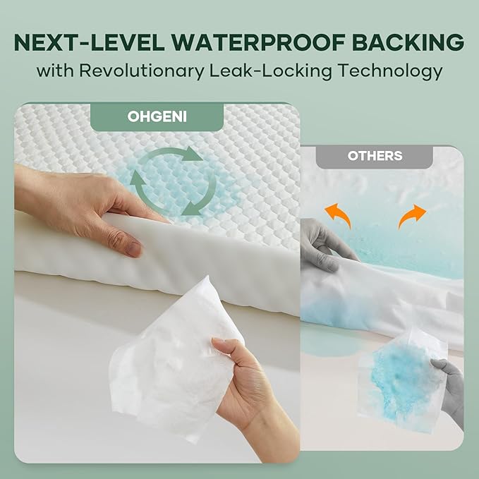 OhGeni 100% Waterproof Mattress Protector, Mini Crib Size Mattress Pad - Image 3