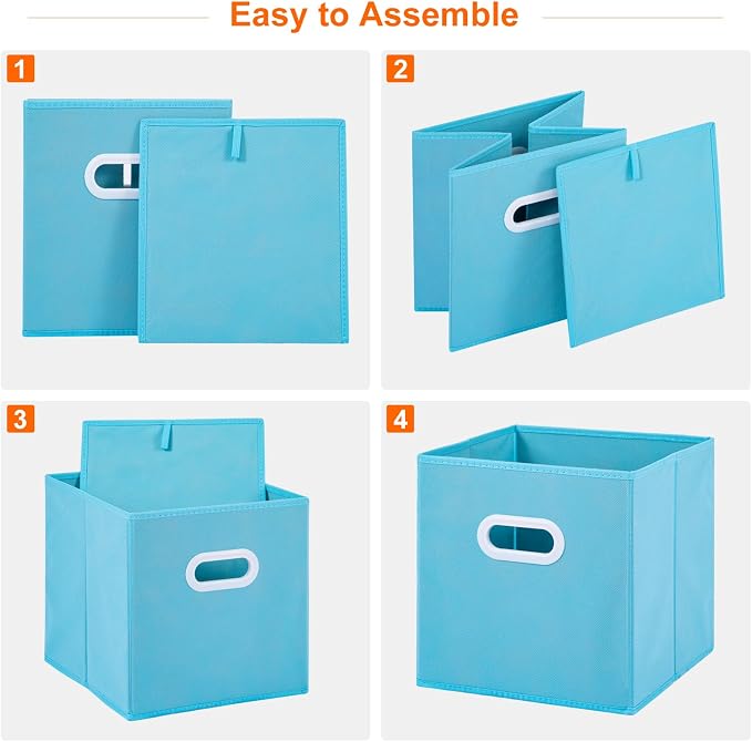 Stero Fabric Storage Cubes Bins, 11 inch Fun Colored Foldable Storage Baskets - Image 3