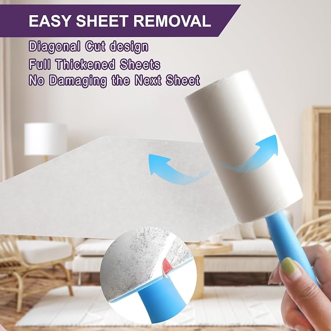 Lint Rollers for Pet Hair Extra Sticky, 440 Sheets/4 Lint Roller Refills - Image 4