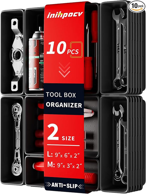 10 PCS Tool Box Drawer Organizers, Large & Medium Tool Trays by Unknown