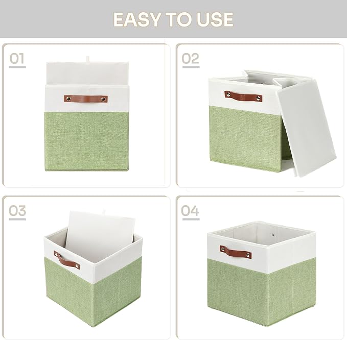 HNZIGE Fabric Cube Storage Bins 13x13 Set of 4 Canvas Storage Baskets - Image 4