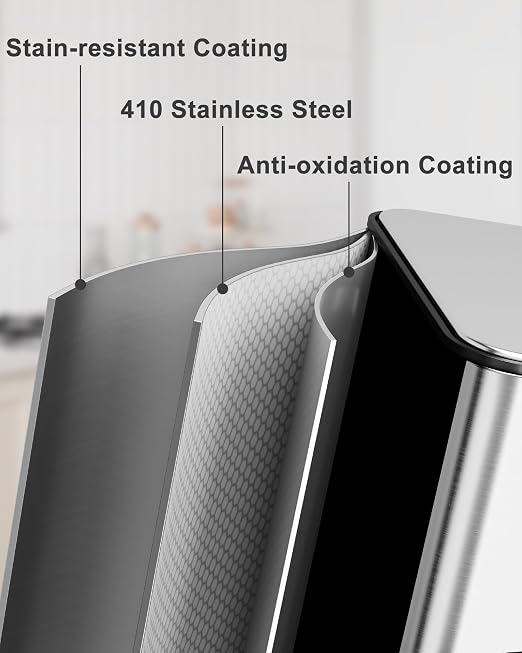 3 x 7.9 Gal Trash Can, Stainless Steel Triple Compartment Step-On Recycling Bin - Image 6