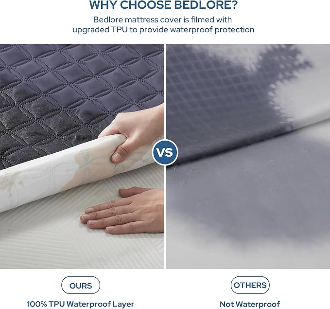 BEDLORE Waterproof Mattress Protector, Twin XL Size Noiseless Mattress Pad - Image 2