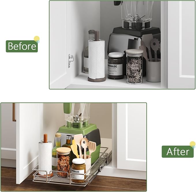 Pull Out Cabinet Organizer 13½" W x 18" D, Heavy Duty Cabinet Pull Out Shelves - Image 8