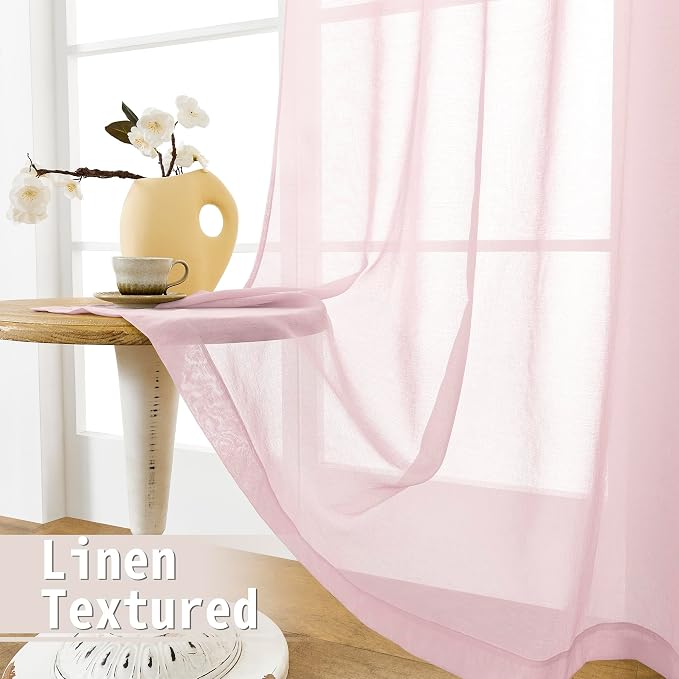 Tollpiz Sheer Door Curtain Closet Linen Textured Curtains Sheer Doorway Light - Image 4