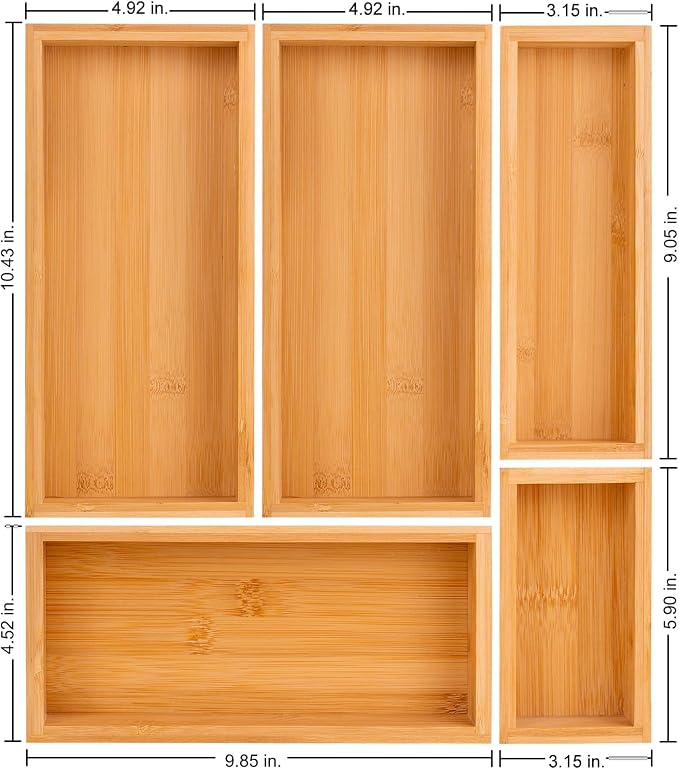 bamboo drawer organizer Set，expandable drawer dividers, wooden storage - Image 3