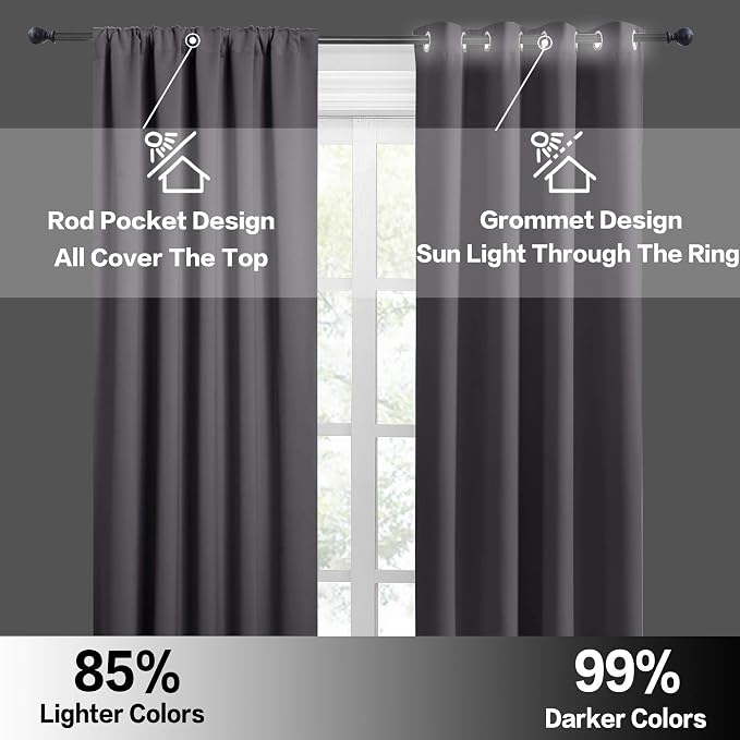 RYB HOME Large Curtains for Living Room 84 inches Length, W 70 x L 84, 2 Panels - Image 5
