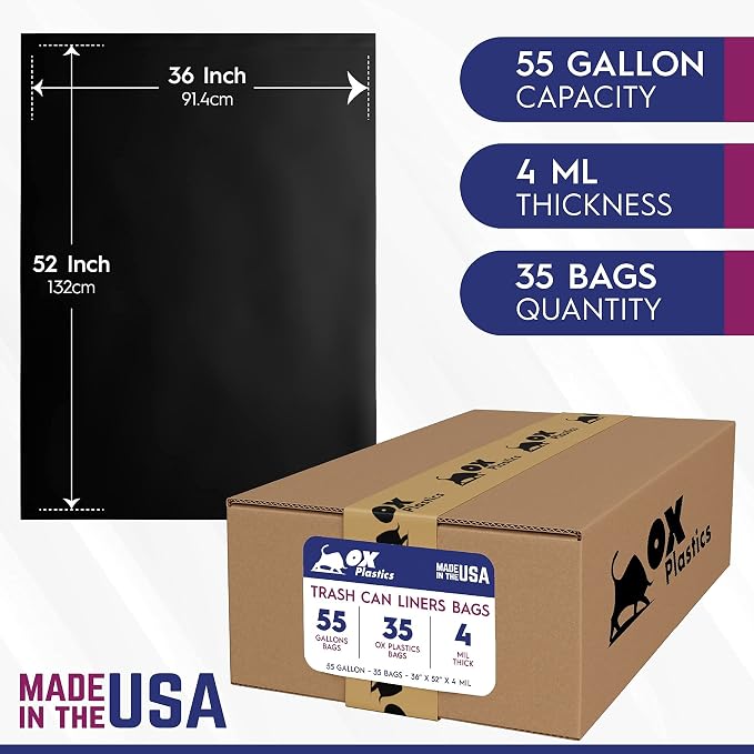 55 Gallon 4mil Trash Can Liners Bags - Image 3