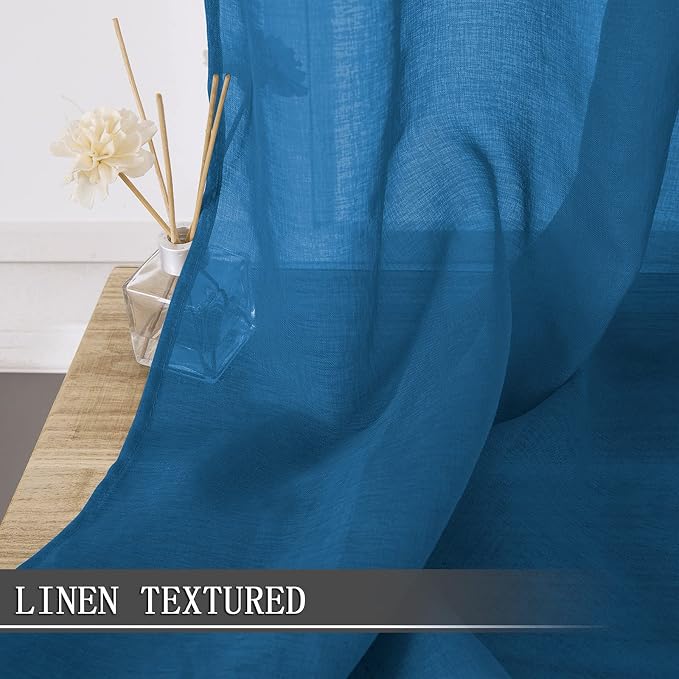 Tollpiz Sheer Tier Curtains Kitchen Linen Textured Half Curtain Sheers Light - Image 2