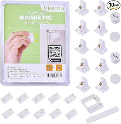10 Pack Vkania Magnetic Cabinet Locks Baby Proofing by Vkania