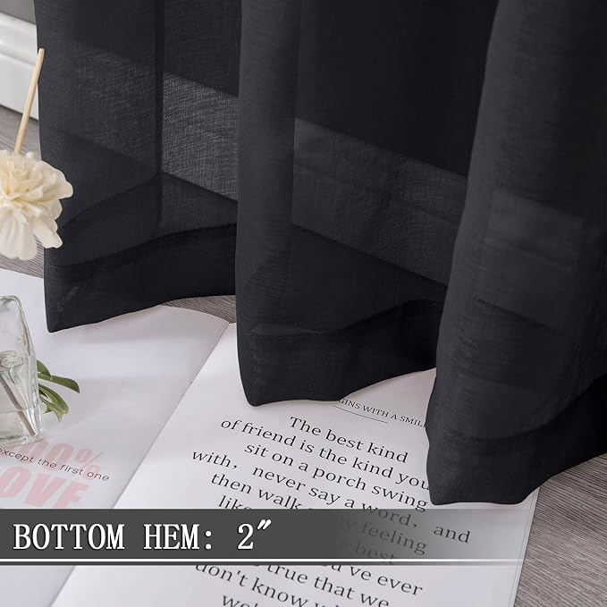 Tollpiz Short Sheer Curtains Linen Textured Bedroom Curtain Sheers Light - Image 4