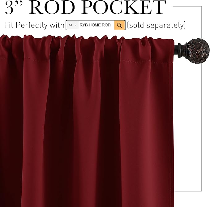 RYB HOME Short Curtains Blackout - Image 2