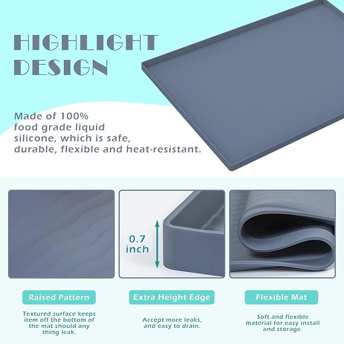 URMONA Waterproof Silicone Under Sink Mat 22'' x 19'' Shelf Liner - Image 3