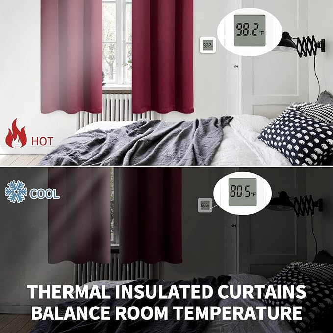 BGment Burgundy Blackout Curtains 36 Inches Long - Image 4