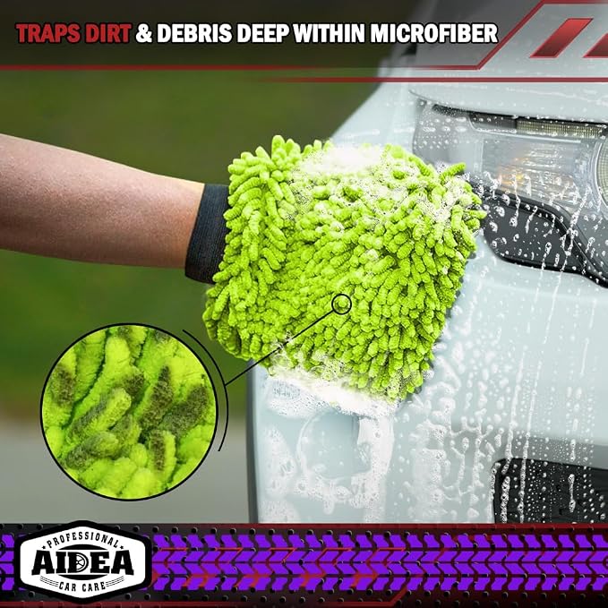 AIDEA Car Wash Mitt Microfiber, 1PK-Scratch-Free& Lint-Free, Premium Chenille - Image 5