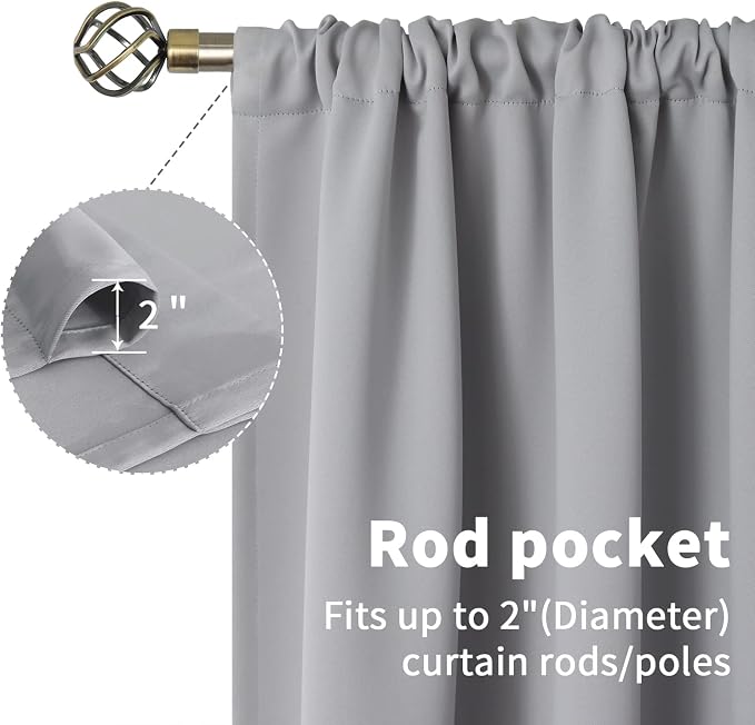 BGment Rod Pocket Room Darkening Curtains 63 Inches Long - Image 4