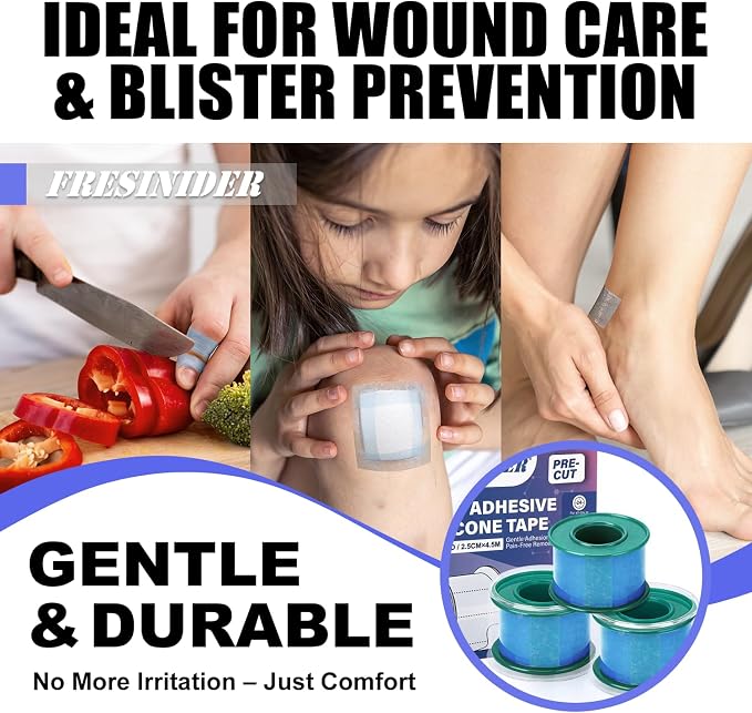 FRESINIDER Silicone Medical Tape – 1" x 5 Yard Blue 1 Roll, Waterproof & - Image 4