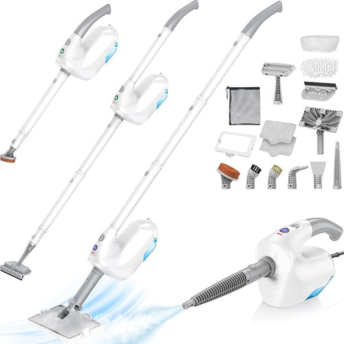 10-in-1 Steam Mop with Detachable Handheld Steamer, 10s Heat-Up, 2-Level Control by PureSwirlz