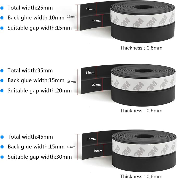 TAROSE Weather Stripping, Silicone Door Seal Strip Door, 16 Feet Long Black - Image 2