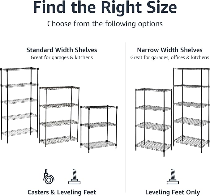 Amazon Basics 4-Shelf Steel Wire Storage Rack, Adjustable, Easy Assembly - Image 4