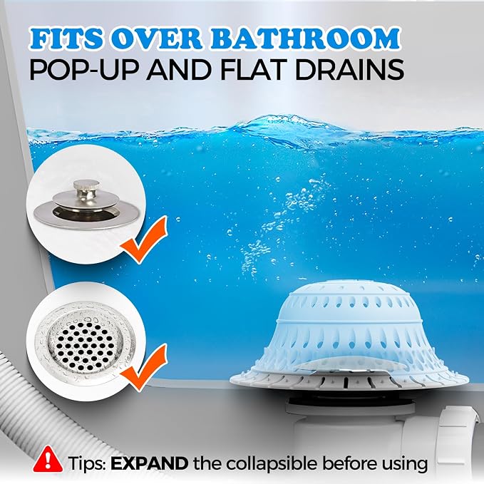 zaa 5 Pcs Bathtub & Shower Drain Hair Catcher, 2 Pack Silicone Collapsible - Image 2