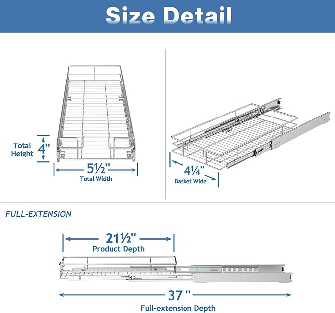 LOVMOR Pull Out Cabinet Organizer 5½" W x 21½" D, Kitchen Cabinet Pull Out - Image 3