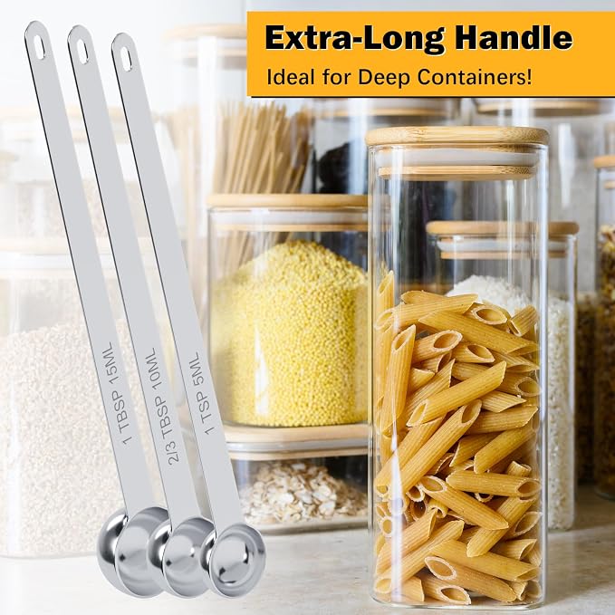 1PCS 2/3Tbsp Extra Long Handle Measuring Spoon, Single Stainless Steel - Image 3