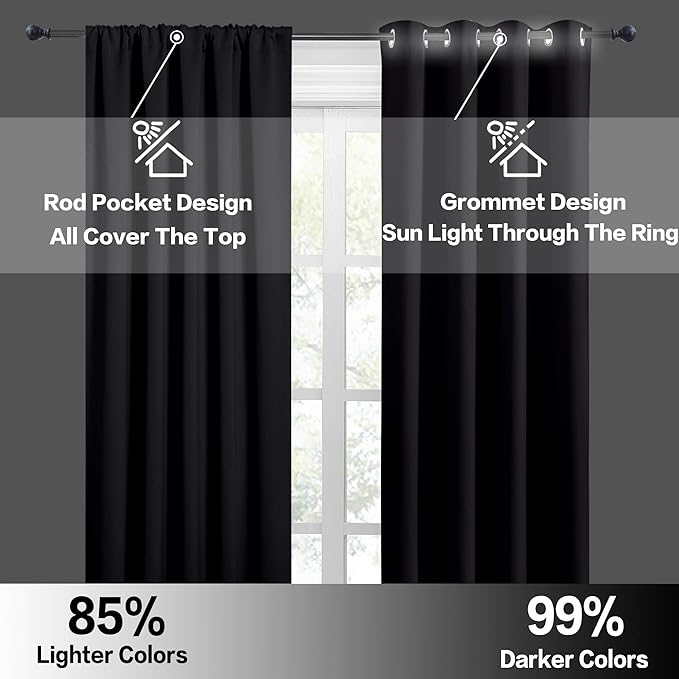 RYB HOME Blackout Curtains 63 inches Long - Image 5