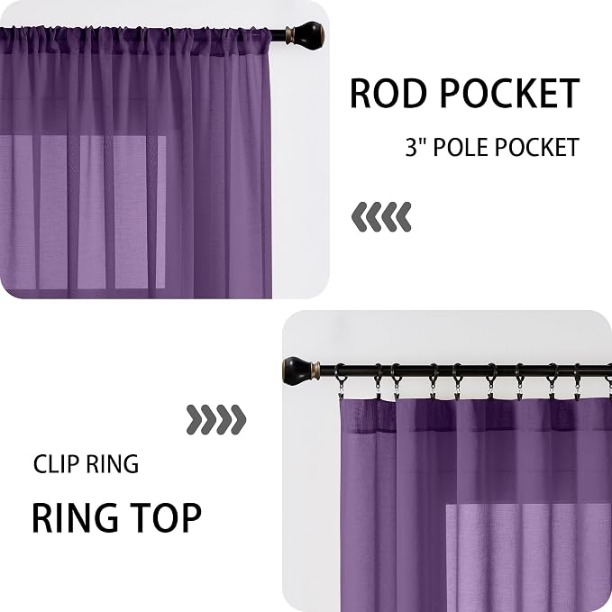Tollpiz Sheer Curtains Closet Linen Textured Curtain Sheers Doorway Light - Image 5