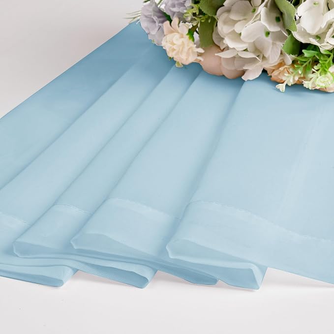 Chyhomenyc Sky Blue Sheer Curtains 45 Inch Long 2 Panels, Light Filtering Rod - Image 5