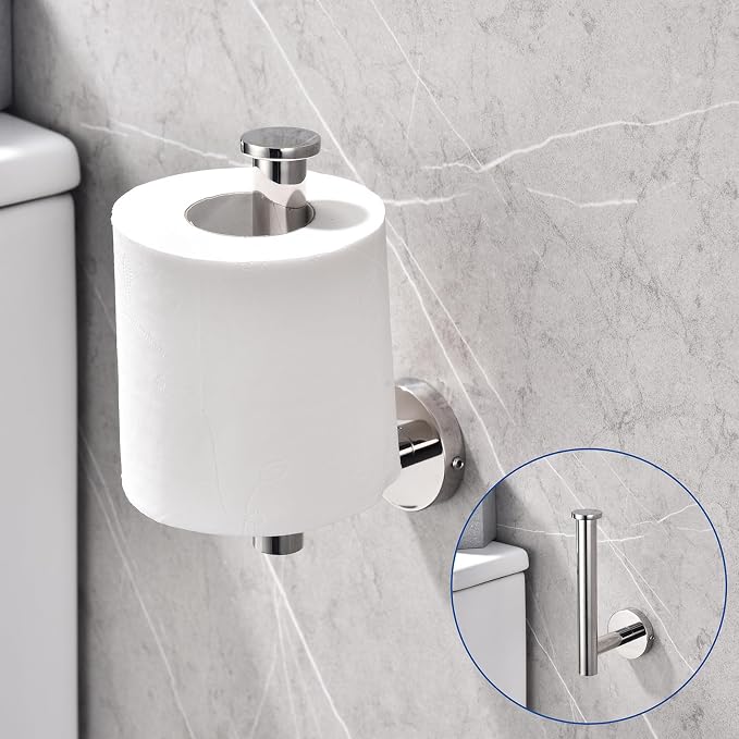 TASTOS Toilet Paper Holder SUS304 Stainless Steel Round Size Polished Chrome 2 - Image 6