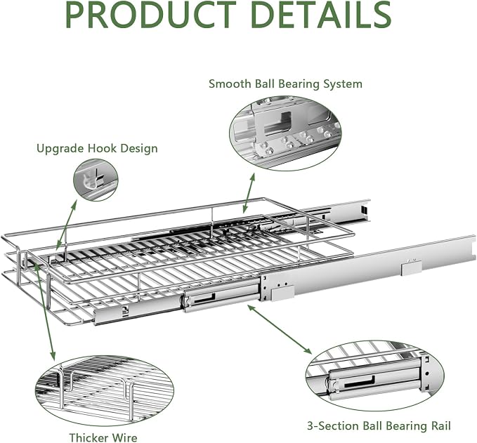 Pull Out Cabinet Organizer 10½" W x 18" D, Heavy Duty Cabinet Pull Out Shelves - Image 7