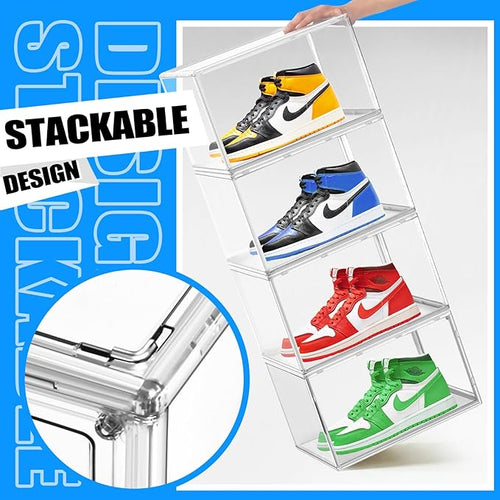 10 Pack Shoe Box Organizer Clear Plastic Stackable Shoe Boxes - Image 2