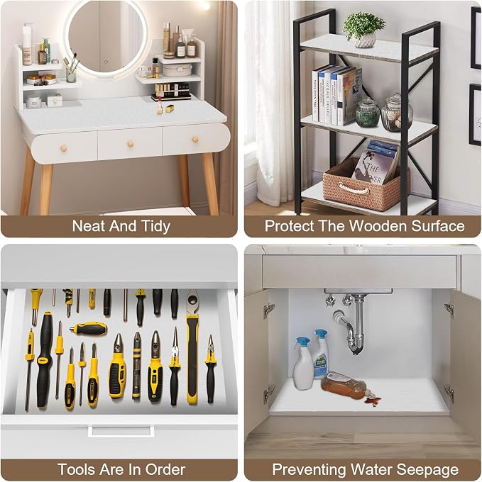 OcePor Non-Adhesive Drawer and Shelf Liner 12IN x 20FT, Non Slip Cabinet and - Image 7
