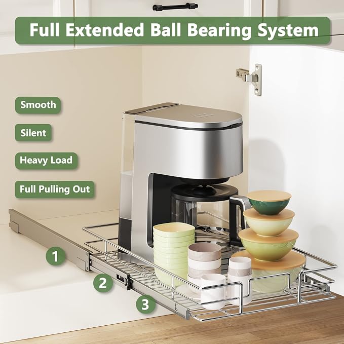 LOVMOR Pull Out Cabinet Organizer 20"W x 21"D, Kitchen Cabinet Pull Out Shelves - Image 2