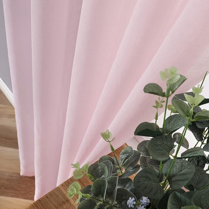 Tollpiz Sheer Curtain Linen Textured Living Room Curtains Sheer Light Filtering - Image 3