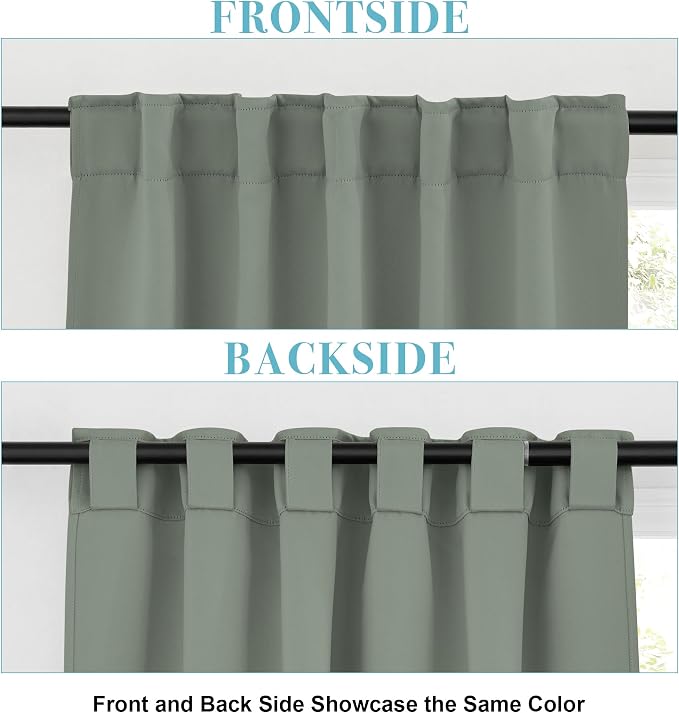 RYB HOME Small Window Curtains, W34 x L45, Sage Green, 2 Panels - Image 3