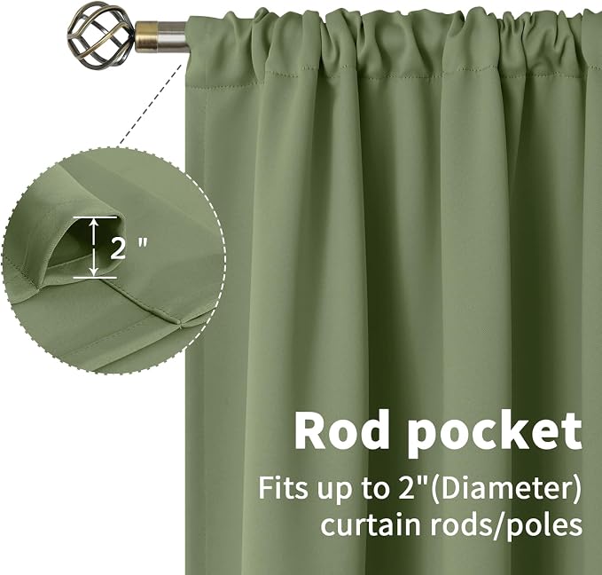 BGment Olive Green Blackout Curtains 36 Inches Long - Image 5