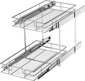 LOVMOR 2 Tier Individual Pull Out Cabinet Organizer 11½" W x 21½" D, Slide Out by LOVMOR