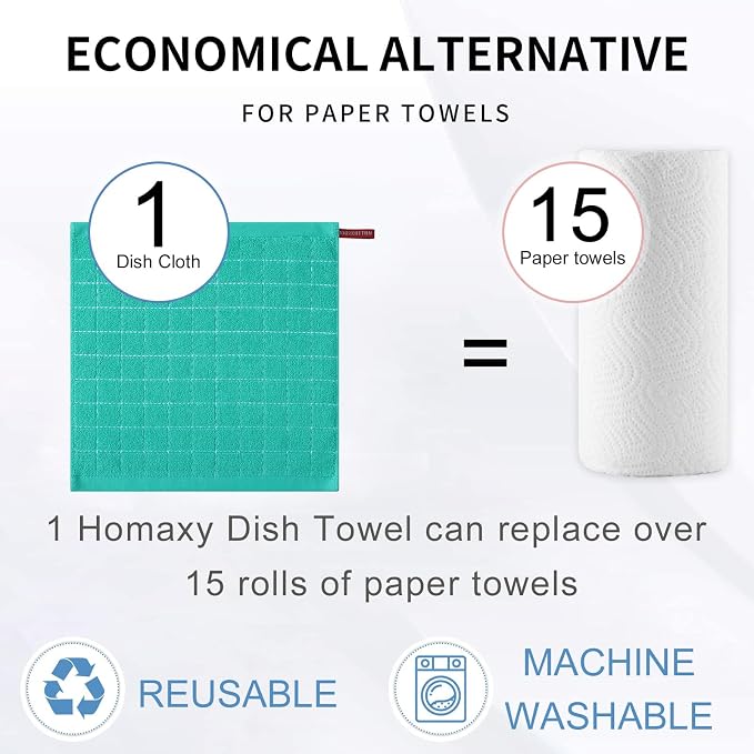 Homaxy 100% Cotton Terry Kitchen Dish Cloths, Ultra Soft and Absorbent Dish - Image 8