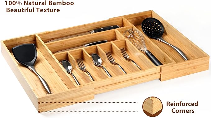Umilife Extra Large Expandable Kitchen Siverware Utensils Drawer Organizer - Image 3