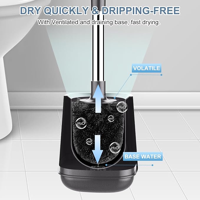 SetSail Toilet Brush and Holder 4 Pack, Self Closing Lid Toilet Bowl Brushes - Image 5