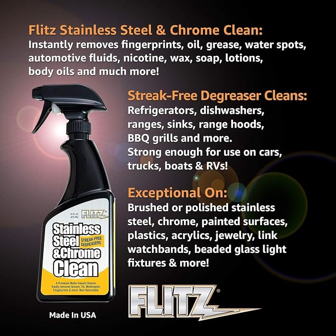 Flitz Stainless Steel & Chrome Clean - 16oz Bottle - Image 9