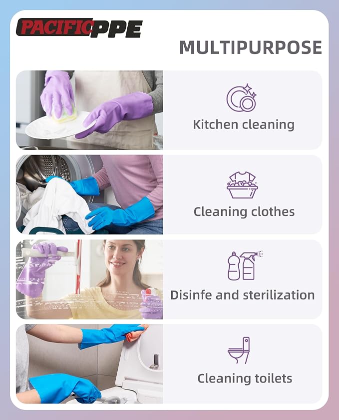 PACIFIC PPE 2 Pairs Reusable Dishwashing Cleaning Gloves - Image 5
