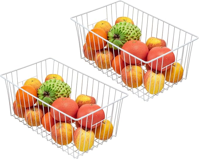 16inch Freezer Storage Organizer Baskets, Household Wire Refrigerator Bins - Image 2