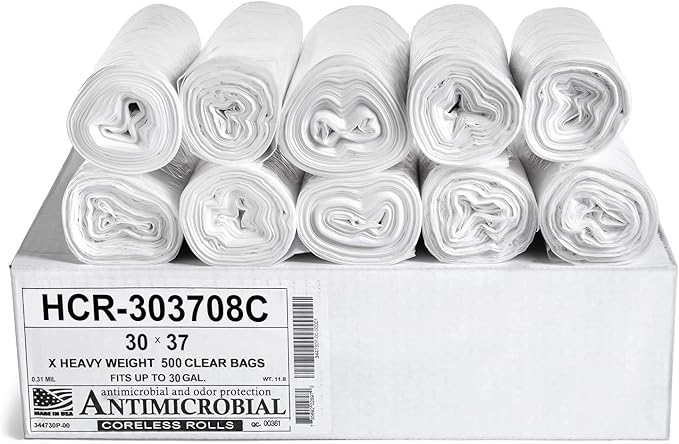 Aluf Plastics High Density Trash Bags, 30 Gallon, 8 Micron, by AlufPlastics